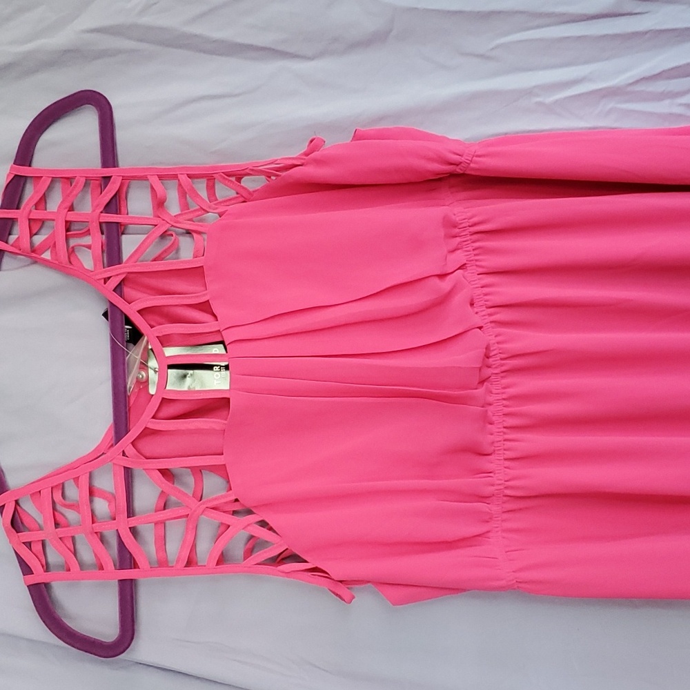 Torrid pink lattice yoke maxi dress size 1